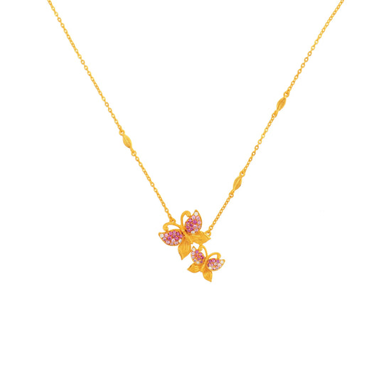PRIMA 24K Gold Diamond Gemstone Necklaces - Butterfly Concerto Collection