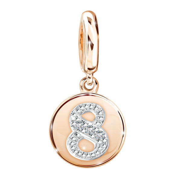 PRIMA Mặt dây chuyền & Charm Vàng 9K kết hợp Kim Cương số 8 - BST Lucky Number