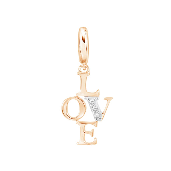PRIMA Mặt dây chuyền Vàng 9K kết hợp Kim Cương kiểu dáng Chữ LOVE - BST Love Letter