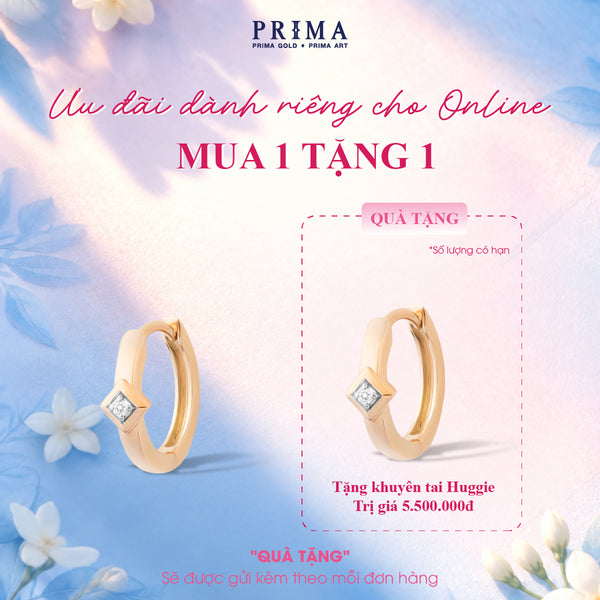 PRIMA 9K Gold Diamond Rhombus. Earrings Jolly Huggie Collection (1pcs)