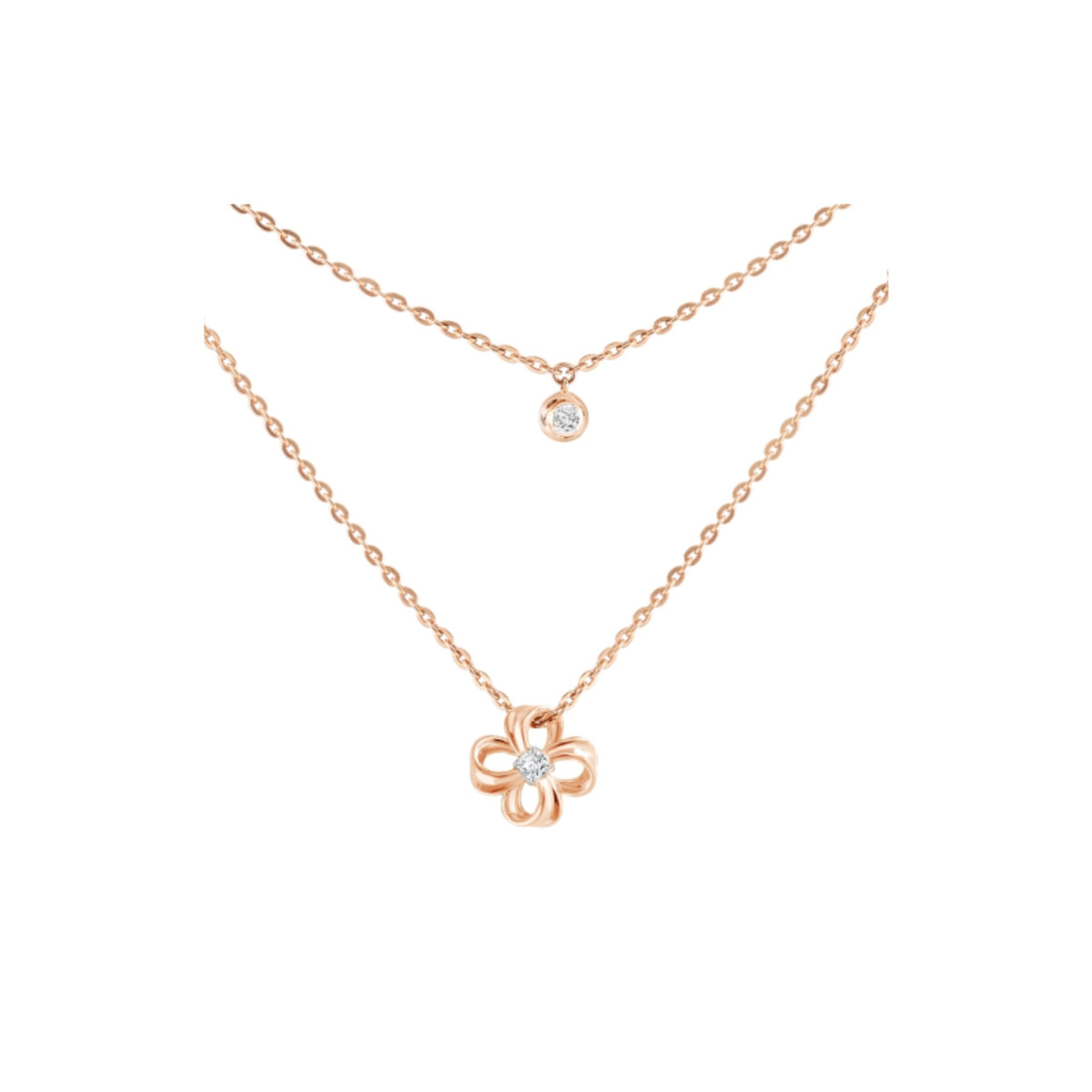 PRIMA 9K Gold Diamond Necklaces Blossom Flower Collection