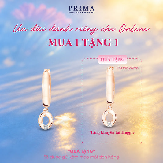 [B1G1] PRIMA 9K Gold Diamond O symbol Earrings Jolly Huggie Collection (1pcs)