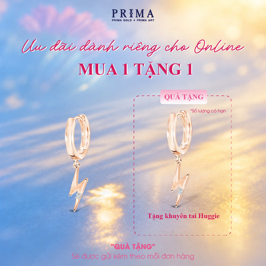 PRIMA 9K Gold Diamond Thunder symbol Earrings Jolly Huggie Collection (1pcs)
