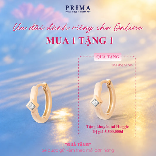 PRIMA 9K Gold Diamond Rhombus. Earrings Jolly Huggie Collection (1pcs)