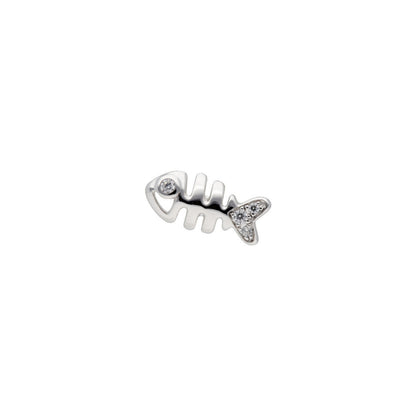 PRIMA Hoa tai Vàng 18K kết hợp Kim Cương kiểu dáng Xương Cá- BST Mono chic ( 1 chiếc)