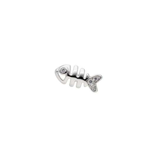 PRIMA Hoa tai Vàng 18K kết hợp Kim Cương kiểu dáng Xương Cá- BST Mono chic ( 1 chiếc)