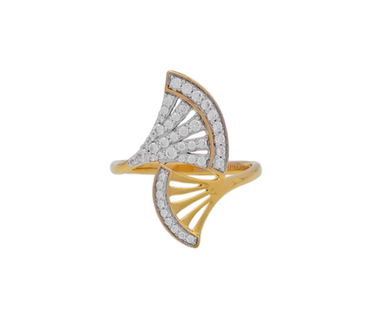 PRIMA 18K Gold Diamond Ring Grand Ginkgo Collection