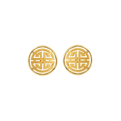 PRIMA 24K Gold Earring "Lu" Symbol Happiness and Glory Collection