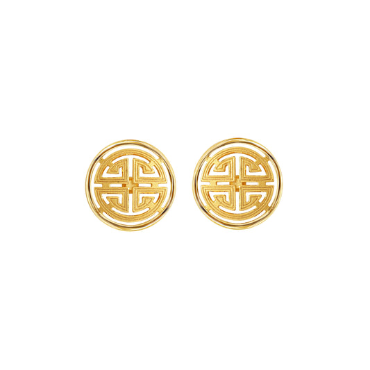 PRIMA 24K Gold Earring "Lu" Symbol Happiness and Glory Collection