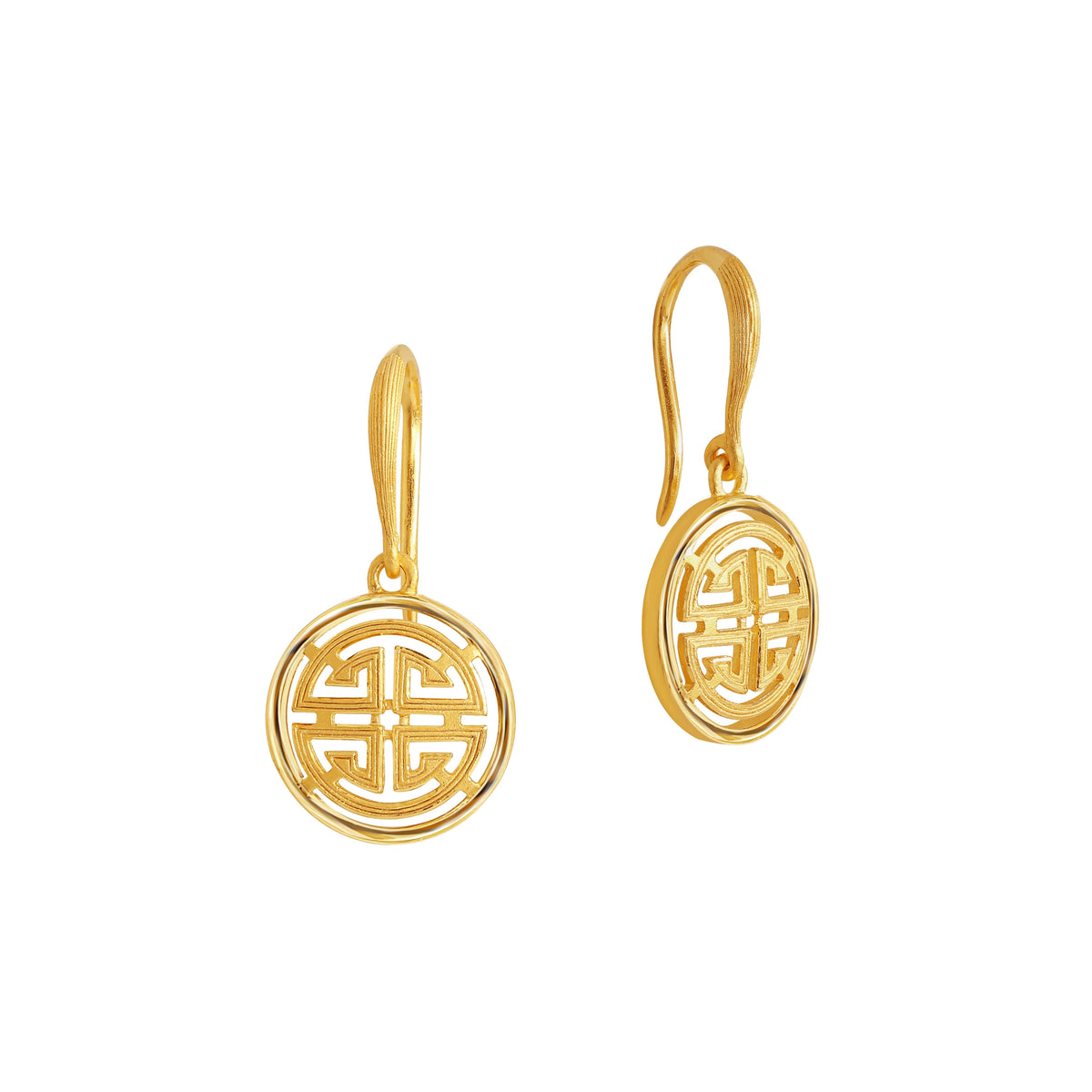 PRIMA 24K Gold Earrings "Lu" Symbol Happy and Glory Collection