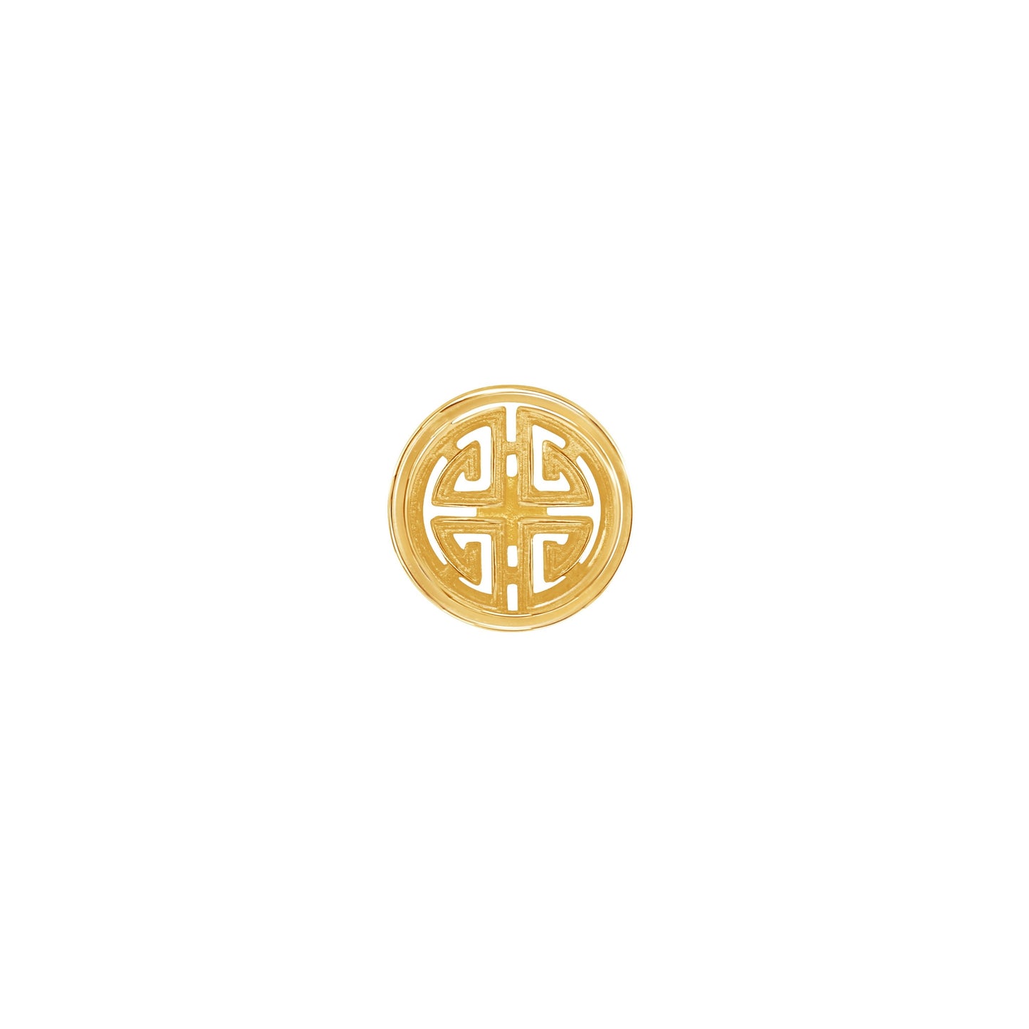 PRIMA 24K Gold Earring "Fu" Symbol Mono Chic Collection (1 pcs)