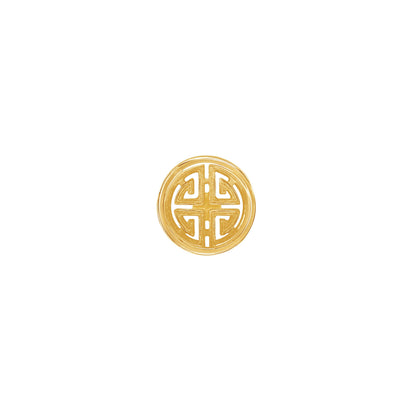 PRIMA 24K Gold Earring "Fu" Symbol Mono Chic Collection (1 pcs)