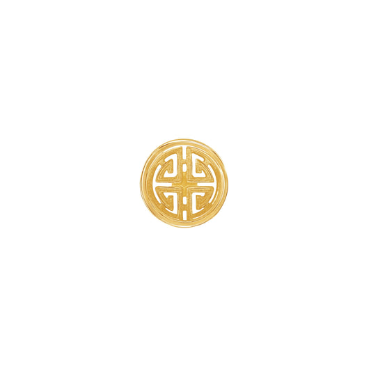 PRIMA 24K Gold Earring "Fu" Symbol Mono Chic Collection (1 pcs)