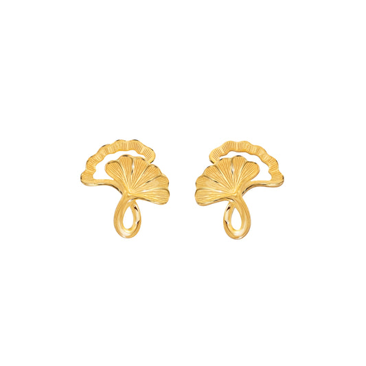 PRIMA Hoa tai Vàng 24K Kiểu dáng Lá Gingko - BST Mono chic