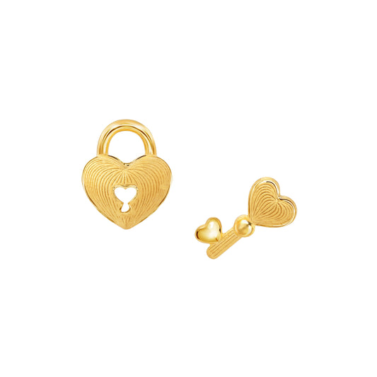 PRIMA Hoa tai Vàng 24K Kiểu dáng Khóa Tình Yêu - BST Mono chic