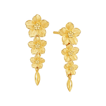 PRIMA Hoa tai Vàng 24K kiểu dáng dài Hoa Lưu Ly - BST Forget Me Not