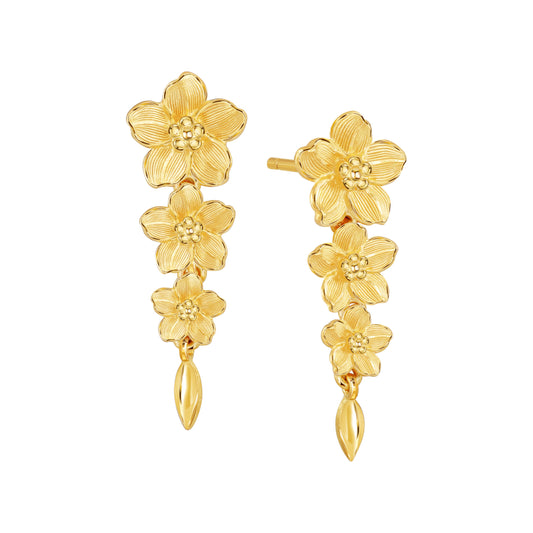 PRIMA Hoa tai Vàng 24K kiểu dáng dài Hoa Lưu Ly - BST Forget Me Not