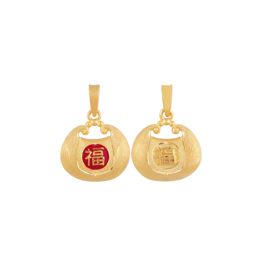 PRIMA 24K Gold Pendant "Fu" Symbol Happy and Glory Collection