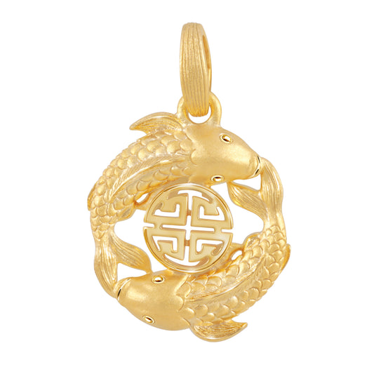 PRIMA 24K Gold Pendant Double Koi Fish Symbol Happy and Glory Collection