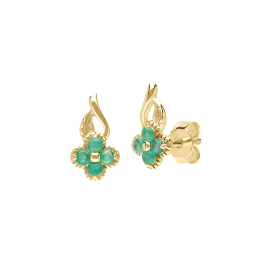 PRIMA Hoa tai Vàng 9K kết hợp Đá Màu - BST Lucky Flower