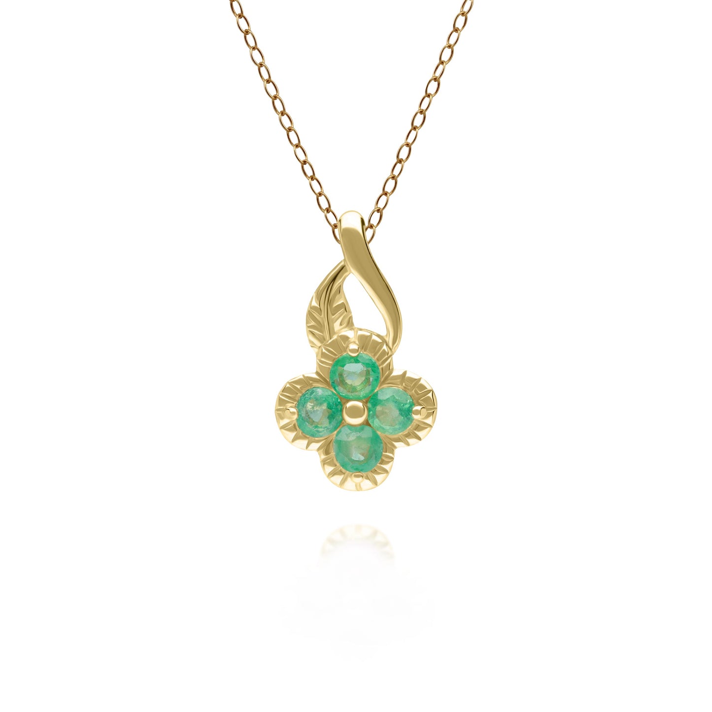 PRIMA Mặt dây chuyền Vàng 9K kết hợp Đá Màu - BST Lucky Flower
