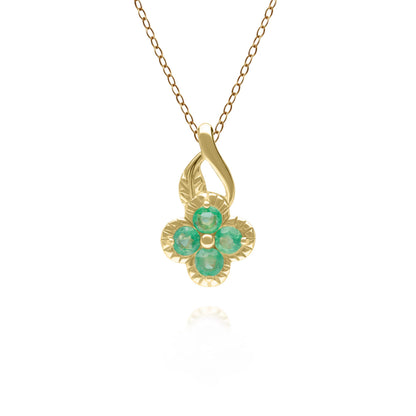 PRIMA Mặt dây chuyền Vàng 9K kết hợp Đá Màu - BST Lucky Flower