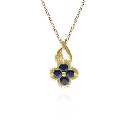 PRIMA Mặt dây chuyền Vàng 9K kết hợp Đá Màu - BST Lucky Flower