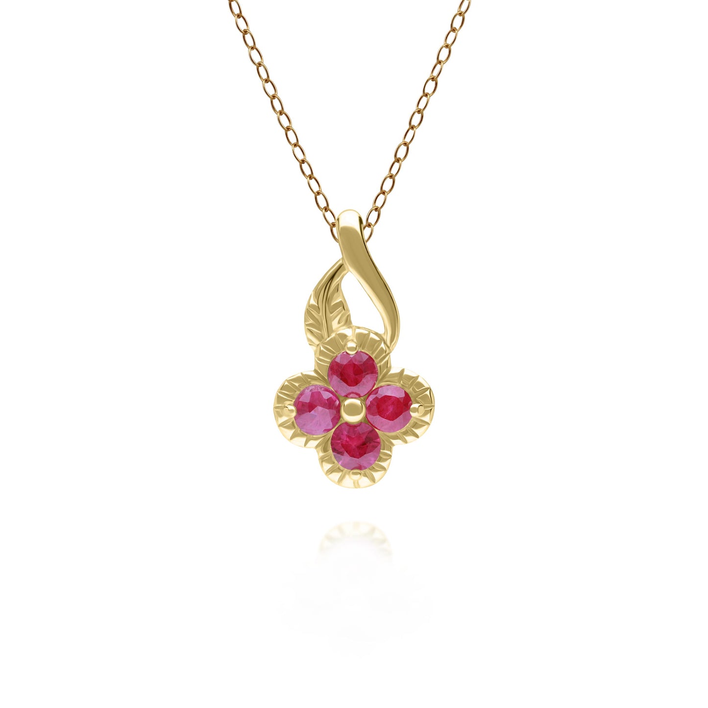 PRIMA Mặt dây chuyền Vàng 9K kết hợp Đá Màu - BST Lucky Flower