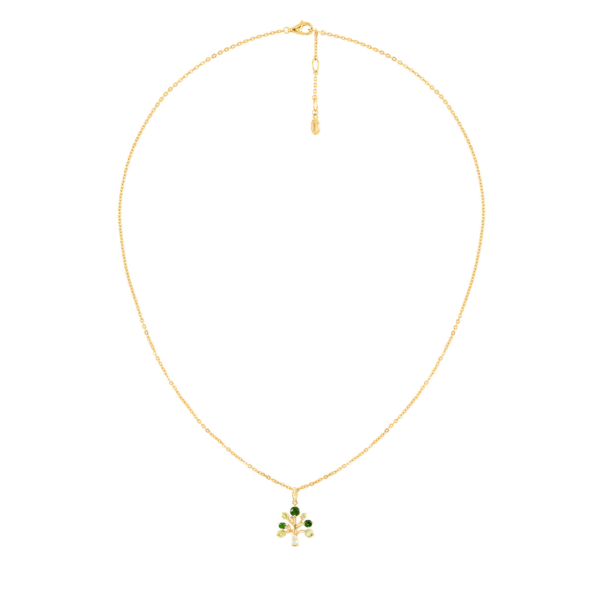 PRIMA Vòng cổ Vàng 9K kết hợp Kim Cương & Đá Màu Chrome Diopside,Peridot  - BST Flora Tree