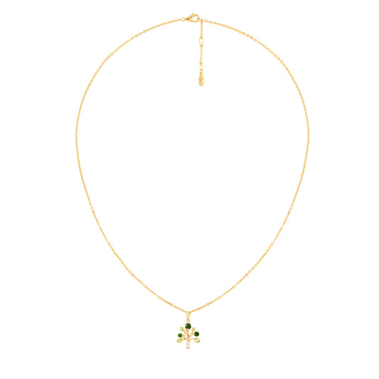 PRIMA Vòng cổ Vàng 9K kết hợp Kim Cương & Đá Màu Chrome Diopside,Peridot  - BST Flora Tree