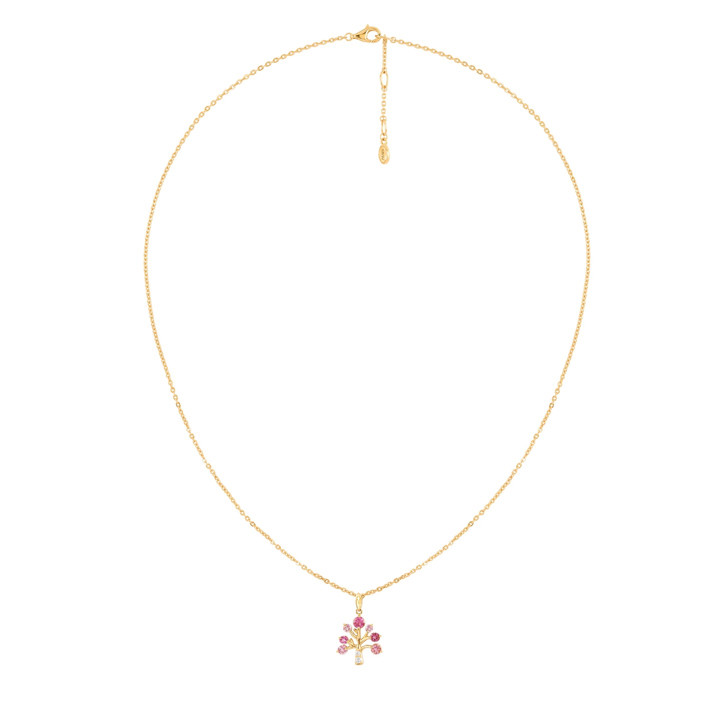 PRIMA Vòng cổ Vàng 9K kết hợp Kim Cương & Đá Màu Pink Tourmaline - BST Flora Tree
