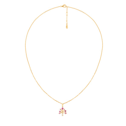 PRIMA Vòng cổ Vàng 9K kết hợp Kim Cương & Đá Màu Pink Tourmaline - BST Flora Tree
