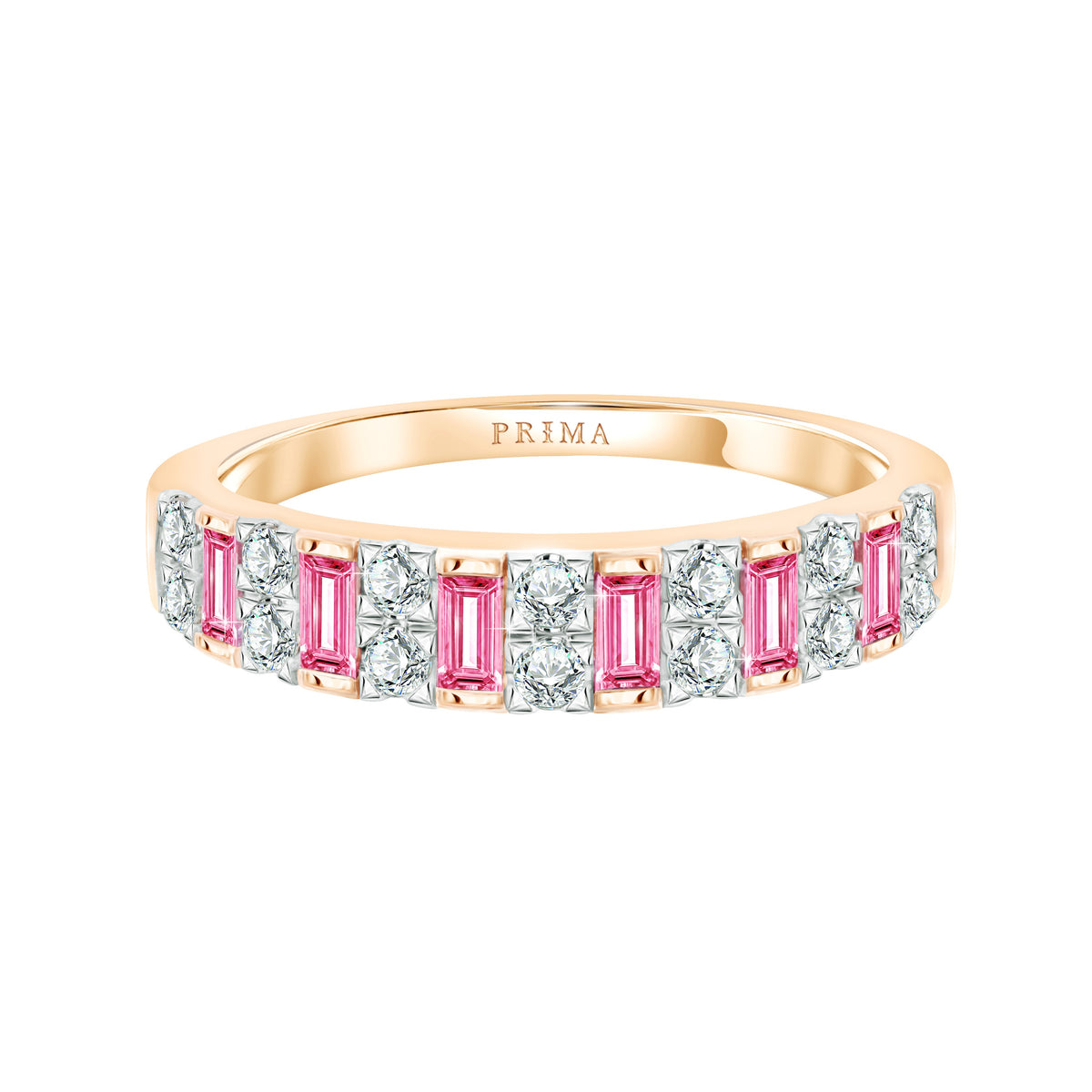 PRIMA Nhẫn Vàng 9K kết hợp Đá Màu Pink Sapphire - BST Color Pop Confetti