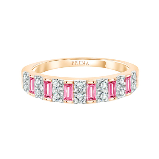 PRIMA Nhẫn Vàng 9K kết hợp Đá Màu Pink Sapphire - BST Color Pop Confetti