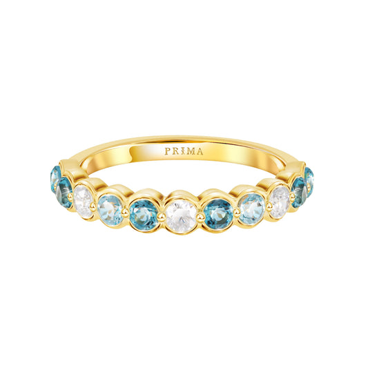 PRIMA Nhẫn Vàng 9K kết hợp Đá Màu Blue Topaz - BST Color Pop Confetti