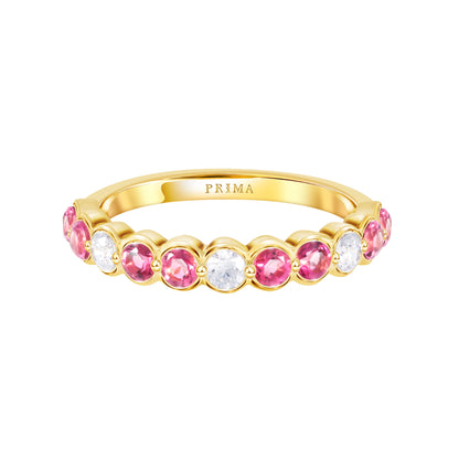 PRIMA Nhẫn Vàng 9K kết hợp Đá Màu Pink Tourmaline - BST Color Pop Confetti