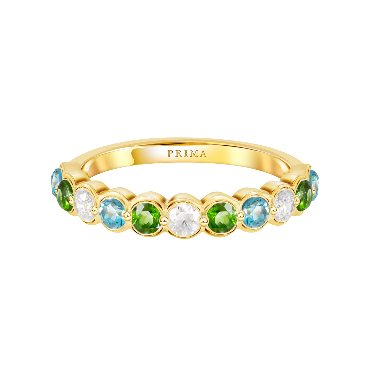 PRIMA Nhẫn Vàng 9K kết hợp Đá Màu Chrome Diopside - BST Color Pop Confetti