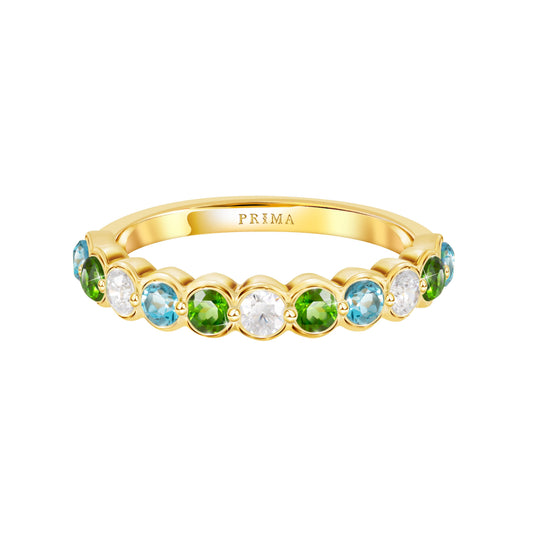 PRIMA Nhẫn Vàng 9K kết hợp Đá Màu Chrome Diopside - BST Color Pop Confetti