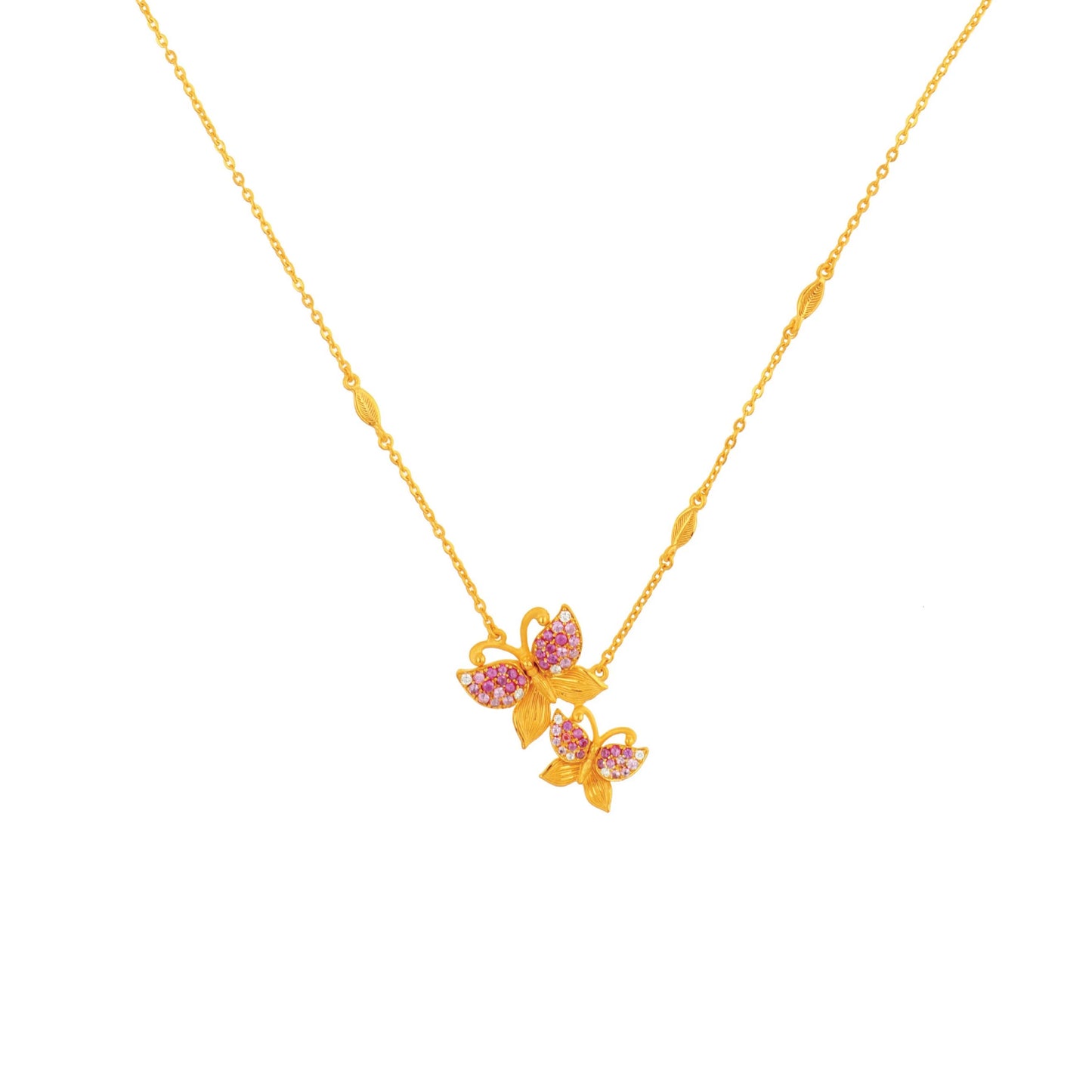PRIMA 24K Gold Diamond Gemstone Necklaces - Butterfly Concerto Collection