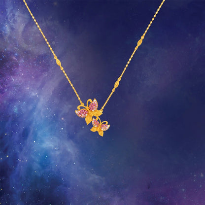 PRIMA 24K Gold Diamond Gemstone Necklaces - Butterfly Concerto Collection