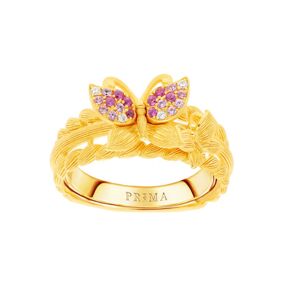 PRIMA 24K Gold Diamond Gemstone Ring - Butterfly Concerto Collection