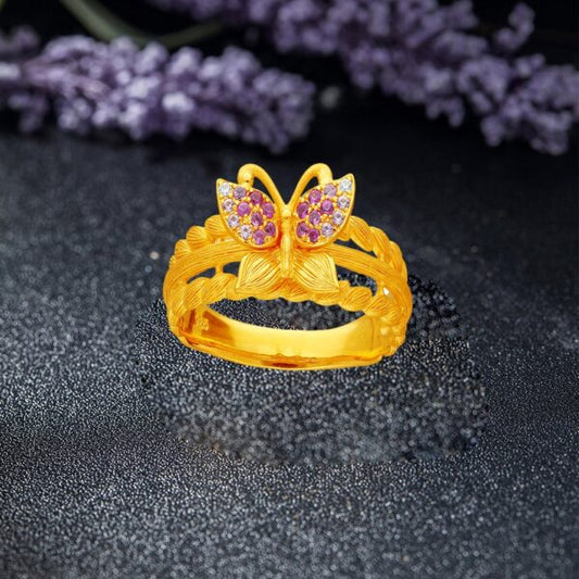PRIMA 24K Gold Diamond Gemstone Ring - Butterfly Concerto Collection