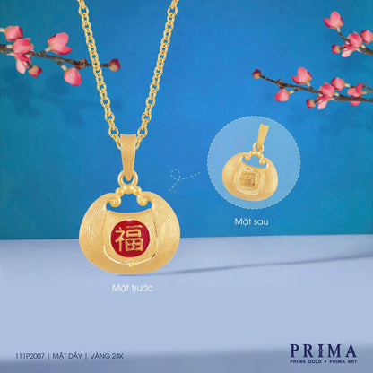 PRIMA 24K Gold Pendant "Fu" Symbol Happy and Glory Collection