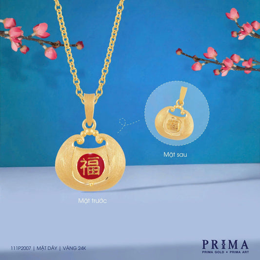 PRIMA 24K Gold Pendant "Fu" Symbol Happy and Glory Collection