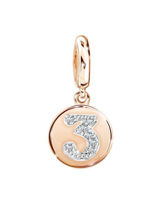 PRIMA Mặt dây chuyền & Charm Vàng 9K kết hợp Kim Cương số 3 - BST Lucky Number