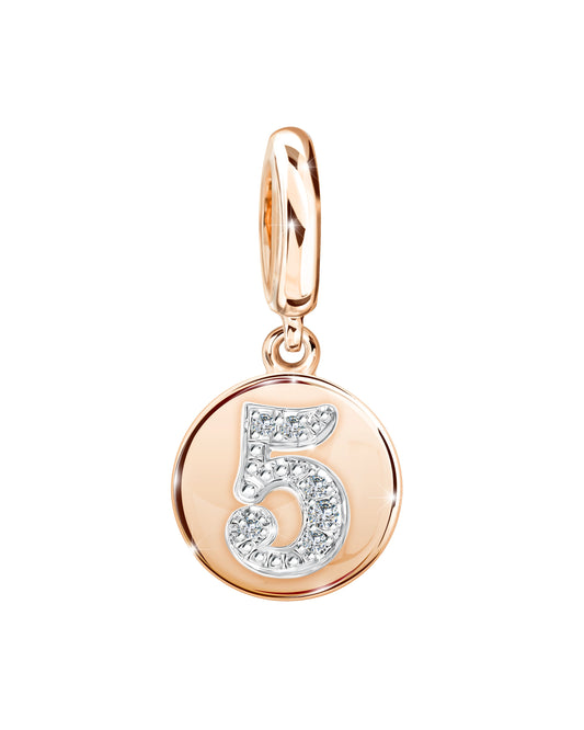 PRIMA Mặt dây chuyền & Charm Vàng 9K kết hợp Kim Cương số 5 - BST Lucky Number