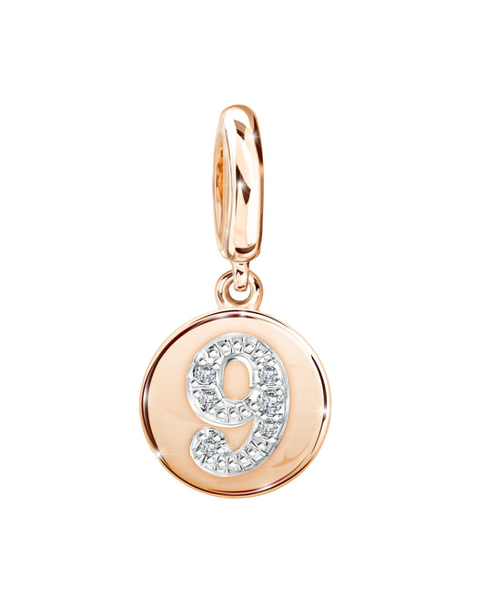 PRIMA Mặt dây chuyền & Charm Vàng 9K kết hợp Kim Cương số 9 - BST Lucky Number