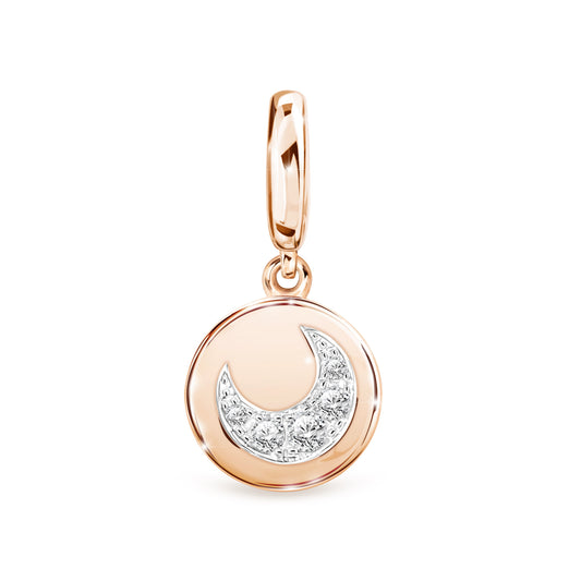 PRIMA Mặt dây chuyền Vàng 9K kết hợp Kim Cương kiểu dáng Mặt Trăng - BST Charm & Huggies