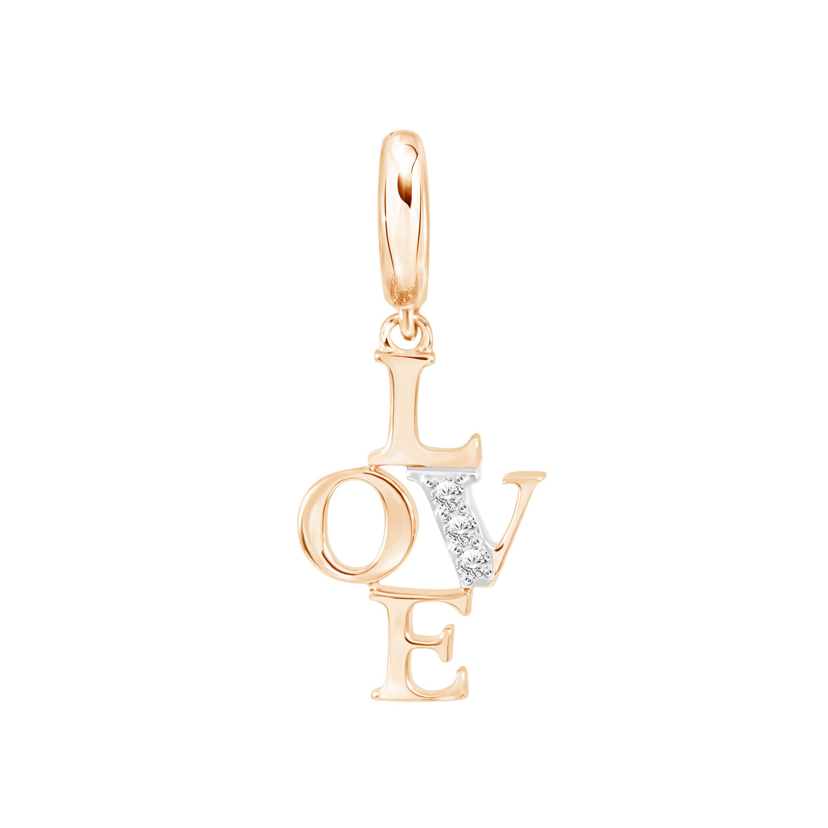 PRIMA Mặt dây chuyền Vàng 9K kết hợp Kim Cương kiểu dáng Chữ LOVE - BST Love Letter