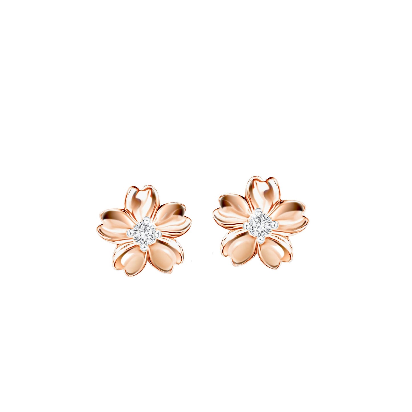PRIMA 9K Gold Diamond Earrings Flower Collection